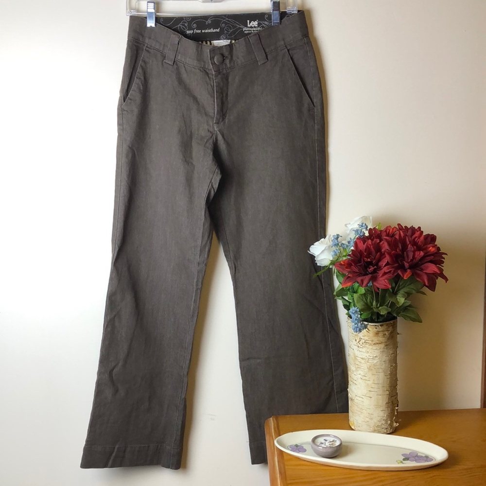 Lee Pants Slacks Gap Free Elastic Waistband Brown